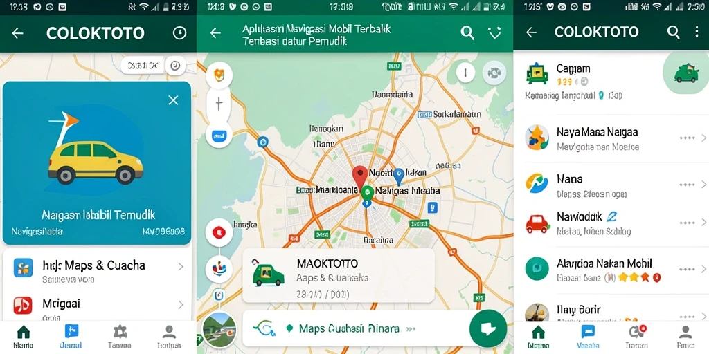 Tampilan antarmuka COLOKTOTO dengan fitur navigasi mobil yang intuitif.