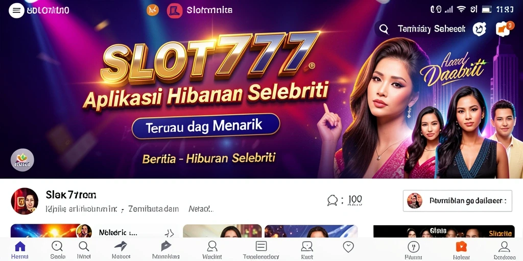 Tampilan antarmuka utama aplikasi SLOT777 yang menarik dan informatif.