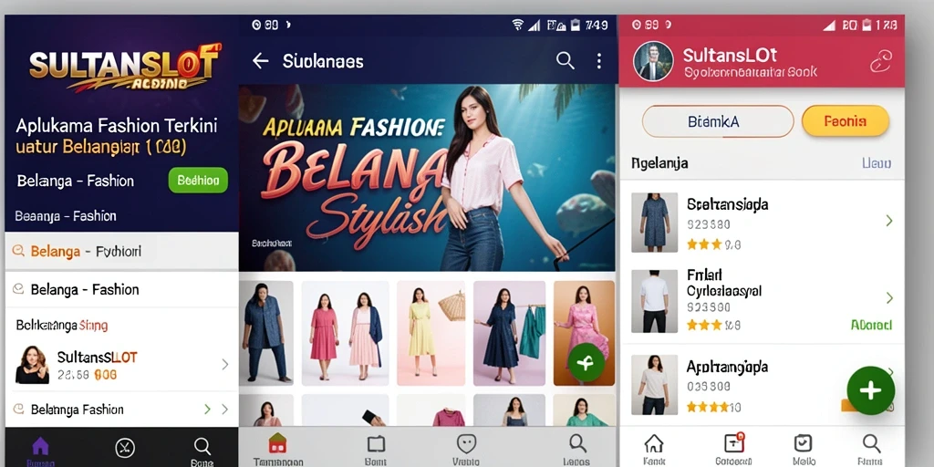 Antarmuka SULTANSLOT yang stylish dan mudah digunakan untuk belanja fashion.