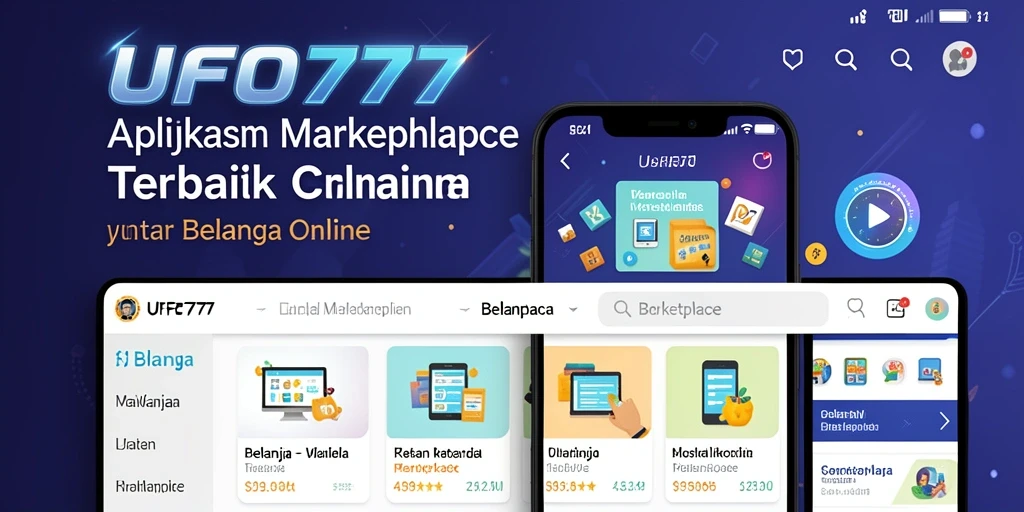 Antarmuka aplikasi UFO777 menampilkan berbagai pilihan produk Marketplace.